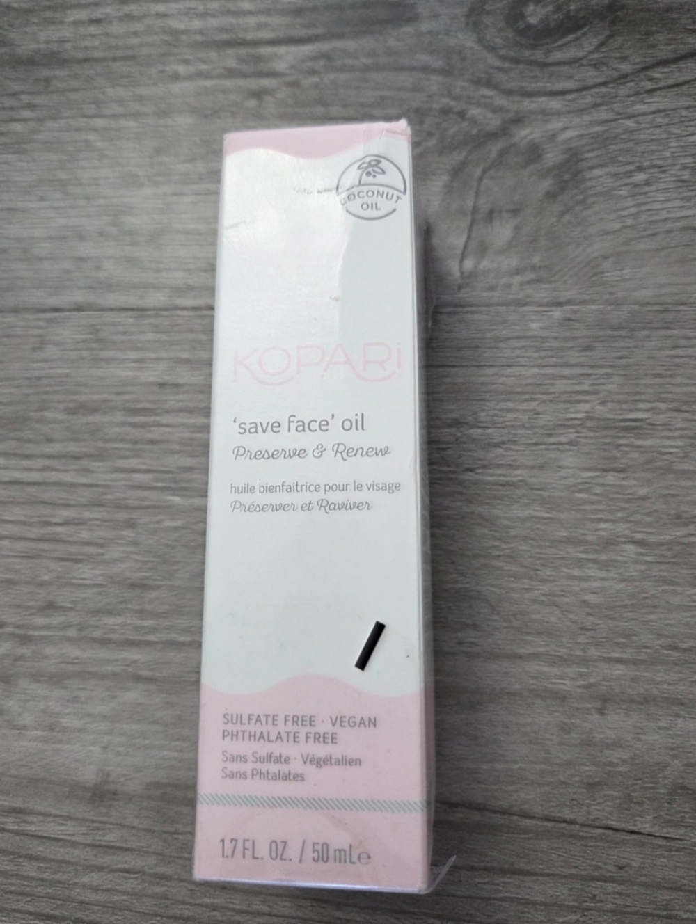 Kopari NIB “Save Face Oil Preserve and Renew” 1.7oz/50 ml Full Size Sealed